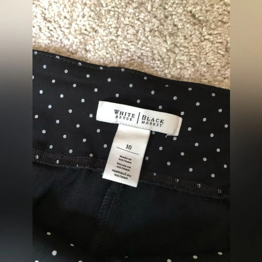 White House Black Market Women sz 10 Polka Dot Slim Ankle Pants cropped pull-up